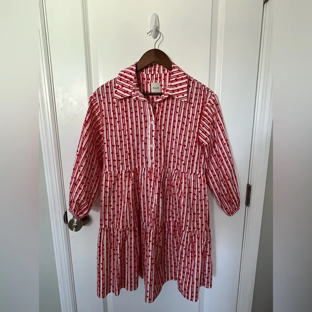 Anthropologie Dresses | NWOT Maeve Bettina Tiered Shirt Dress Heart, XS - Picture 3 of 6